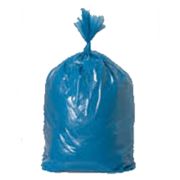An opaque blue polythene bag, full and tied up